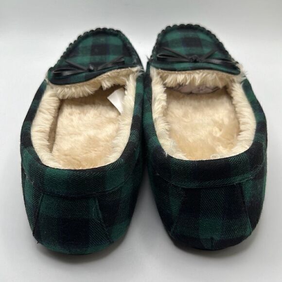 Cushionaire Women's Moccasin Slipper +Memory Foam 10 GREEN PLAID - Picture 4 of 7